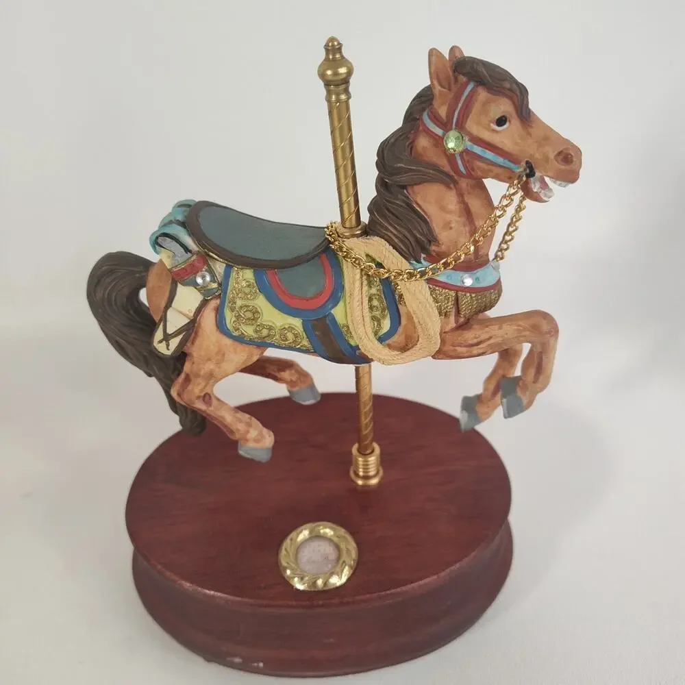 Vintage 1991 Hallmark Galleries Charles Looff Wood Brass Carousel Horse Figurine
